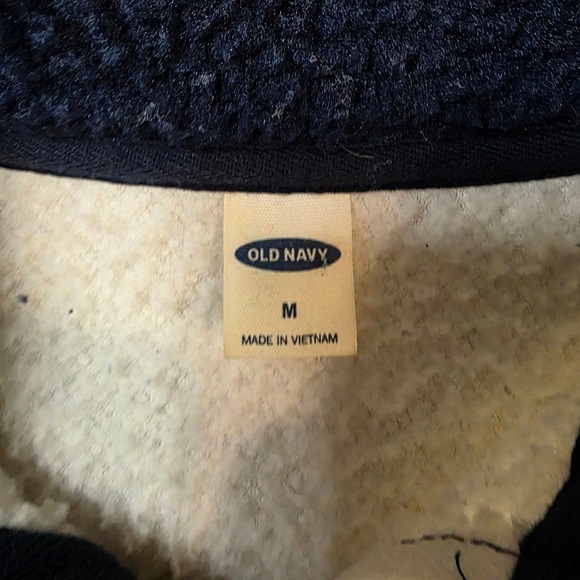 Old Navy Women's Sherpa Fleece Pullover Medium Cream Quarter Zip Cozy Jacket - Picture 7 of 10